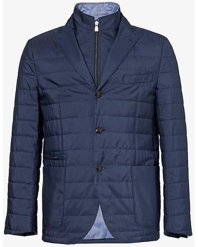 Corneliani Single-breasted Quilted Woven Blazer - Blue