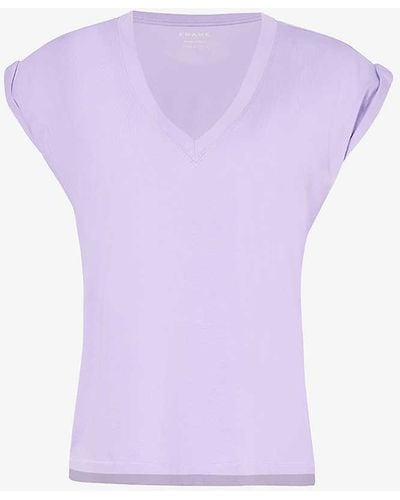 FRAME Easy V-neck Cotton-jersey T-shirt - Purple