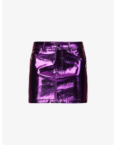 Amy Lynn Metallic Mid-rise Cotton-blend Mini Skirt - Purple