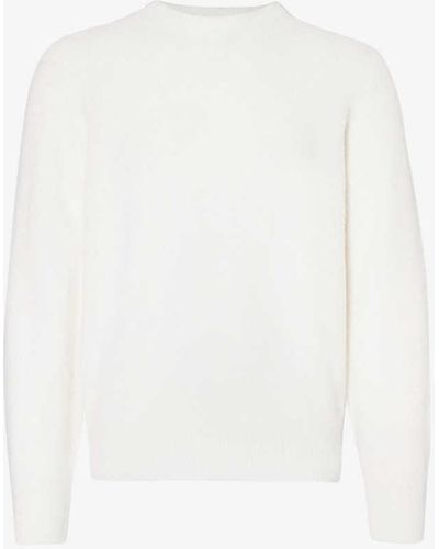 Eleventy Crewneck Brushed-texture Wool And Cashmere-blend Jumper X - White