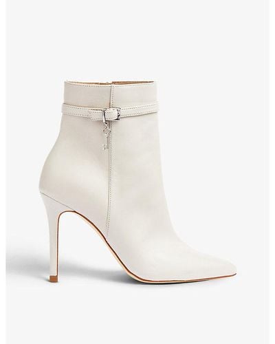LK Bennett Clover Key-charm Leather Heeled Ankle Boots - White