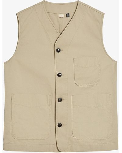 Ted Baker Johnby V-neck Cotton Vest - Natural