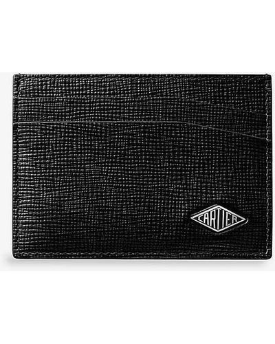 Cartier Losange Double Leather And Palladium Card Holder - Black