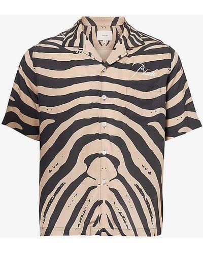 Rhude Zebra Camp-collar Boxy-fit Silk Shirt X - Multicolour