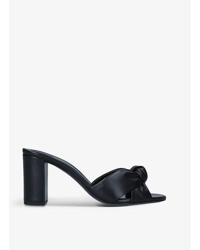 Saint Laurent Bianca Knotted Leather Heeled Mules - Black