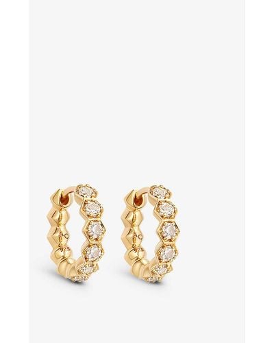Astley Clarke Deco 18ct Yellow Gold-plated Vermeil Sterling Silver And White Sapphire Hoop Earrings - Metallic