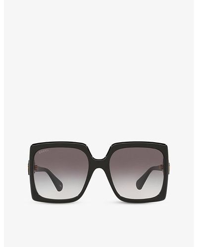 Gucci square bee & logo acetate sunglasses cheap