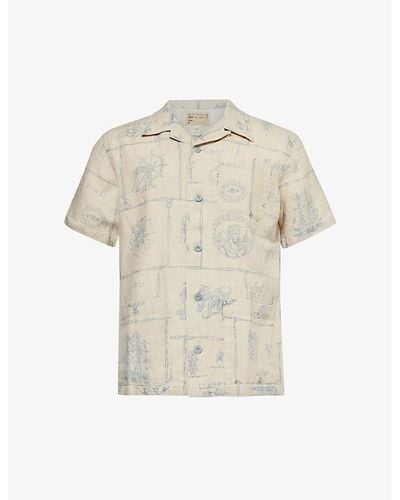 RRL Wayne Branded-pattern Linen Shirt - Natural