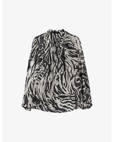 IKKS Pure Edition Zebra-print Woven Blouse - Gray
