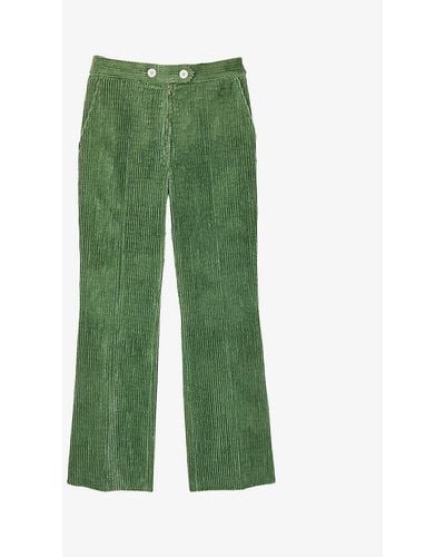 Sandro Bastien Stretch-cotton-blend Corduroy Pants - Green
