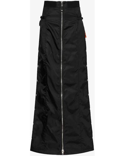 Gucci Brand-tab High-rise Shell Maxi Skirt - Black