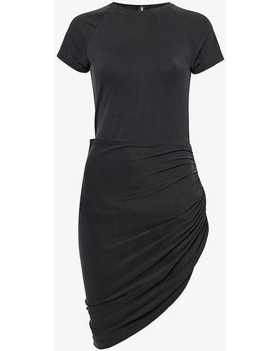 GOOD AMERICAN Asymmetric-hem Slim-fit Stretch-woven Mini Dress X - Black