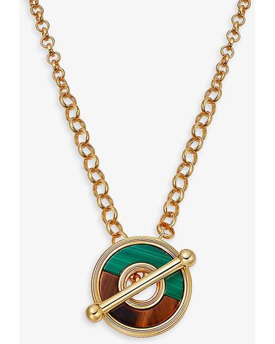 Astley Clarke Fuse 18ct Yellow-gold Vermeil Sterling-silver, Tiger's Eye And Malachite Pendant Necklace - Metallic