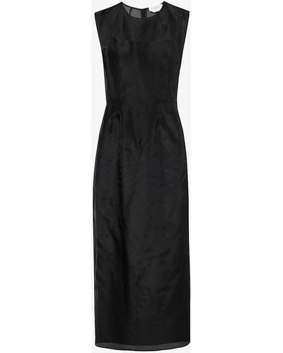 Gabriela Hearst Maslow Semi-sheer Silk Midi Dress - Black