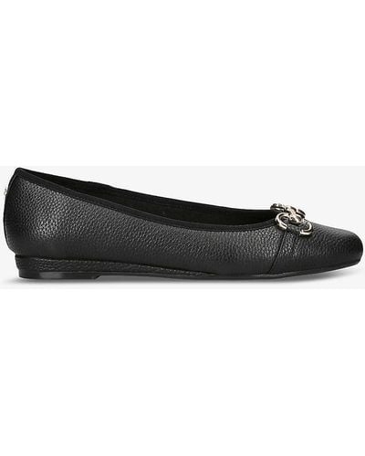 Carvela Kurt Geiger Click Horsebit-embellished Leather Ballet Court Shoes - Black