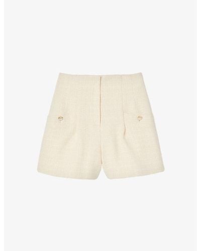 Sandro High-rise Tweed Shorts - Natural