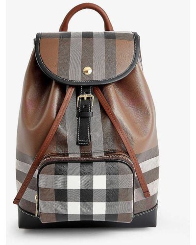 Burberry Check-print Medium Coated Canvas Backpack - Multicolour