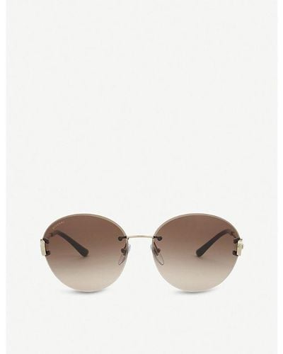 BVLGARI Womens Gold Bv6091 Round-frame Sunglasses - Metallic