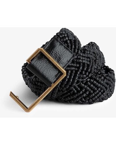 Zadig & Voltaire La Cecilia Obsession C-buckle Braided Leather Belt - Black