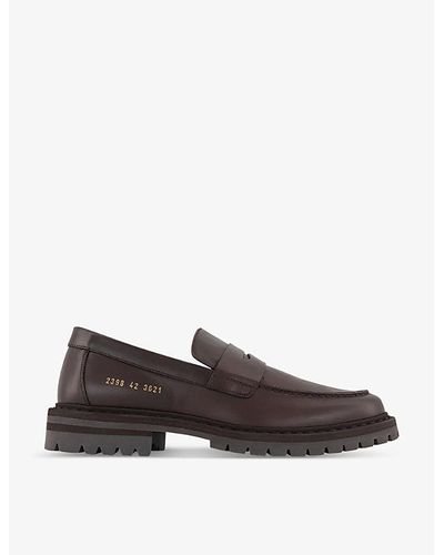 Common Projects Logo-embossed Tread-sole Leather Penny Loafers - Multicolour