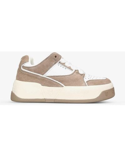 Naked Wolfe Kash Chunky-sole Suede And Leather Low-top Trainers - Natural