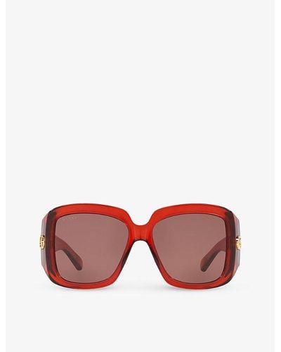 Gucci Gc002115 gg1402s Square-frame Acetate Sunglasses - Pink