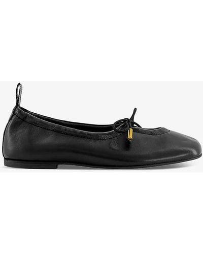 Alohas Rosalind Ballet Leather Court Shoes - Black