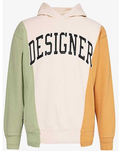 Market Colour-blocked Text-embroidered Cotton-jersey Hoody - White
