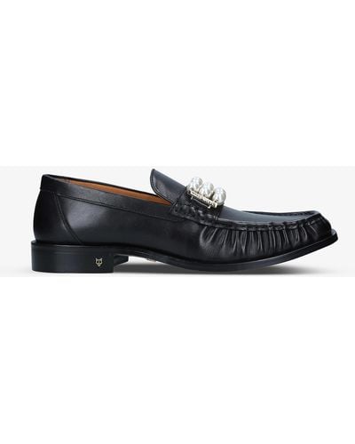 Naked Wolfe Casino Faux Pearl-embellished Leather Loafers - Black