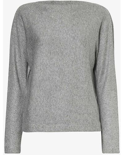 Vince Boat-neck Relaxed-fit Knitted Top - Grey
