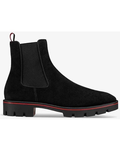 Christian Louboutin Alpinosol Contrast-trim Suede Ankle Boots - Black