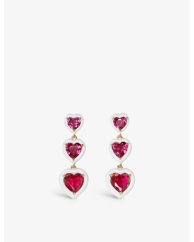 Kate Spade Linear Brass And Cubic Zirconia Earrings - White