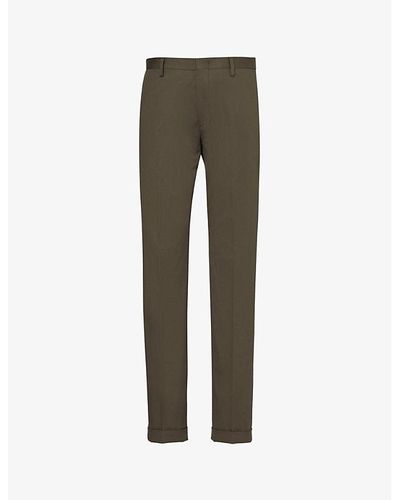 Paul Smith Slim-fit Straight-leg Stretch-organic-cotton Pants - Green