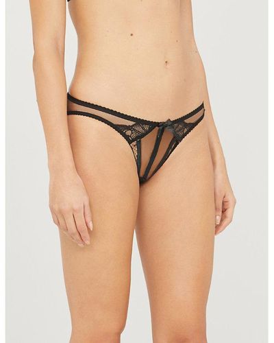 Agent Provocateur Rozlyn Mesh And Lace Open Briefs - Multicolor