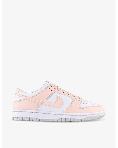 Nike Dunk Low Panelled Leather And Woven Low-top Trainers - Pink