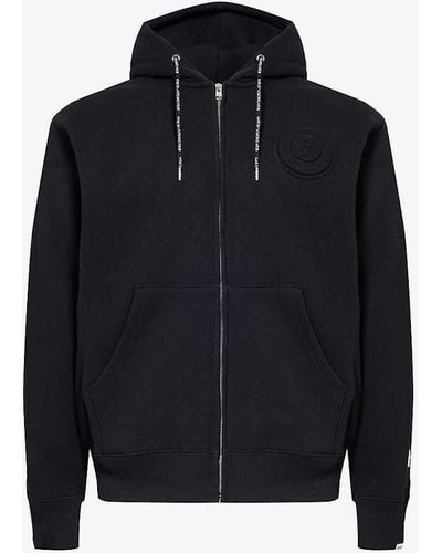 Aape Branded Relaxed-fit Cotton-blend Hoody - Blue