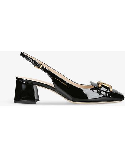 Tod's Kate Patent-leather Slingback Courts - Black