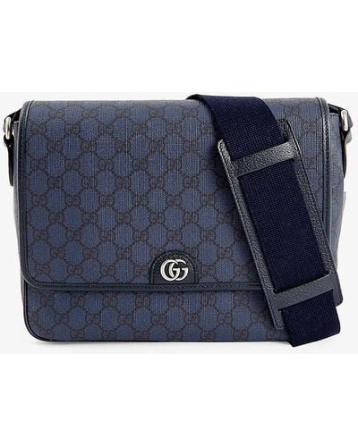 Gucci Monogram-pattern Coated-canvas Cross-body Bag - Blue