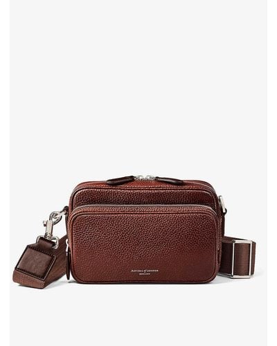 Aspinal of London Reporter Logo-embellished Leather Cross-body Bag - Brown
