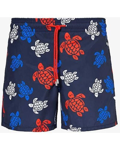 Vilebrequin Moorea Turtle-print Recycled-polyamide Swim Shorts - Blue