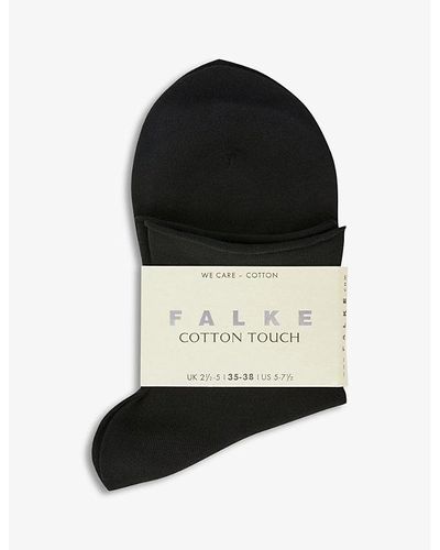 FALKE Cotton Touch Rolled-cuff Stretch-cotton-blend Socks - Black