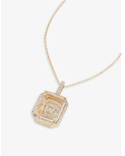 Mateo Secret R 14ct Yellow-gold, 0.28ct Diamond And Quartz Pendant Necklace - White