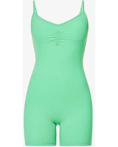ADANOLA Ultimate Ruched-front Stretch-woven Playsuit - Green