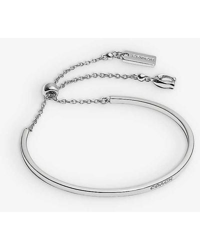 Coach Signature Buckle Bangle Bracelet - Women's Bracelets - Silver