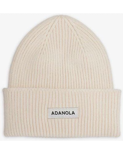 ADANOLA Folded-brim Brand-patch Knitted Beanie - Natural