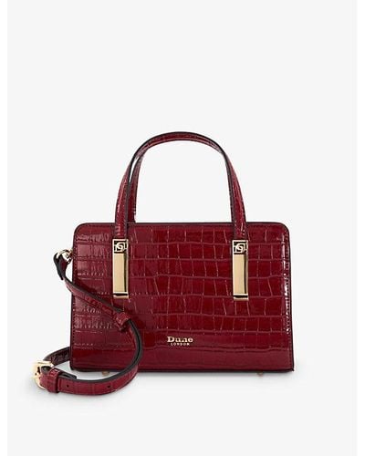 Dune Dinkydenbeigh Small Croc-embossed Faux-leather Tote Bag - Red