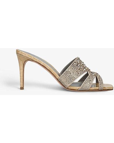 Gina Opera Crystal-embellished Leather Heeled Sandals - Multicolour