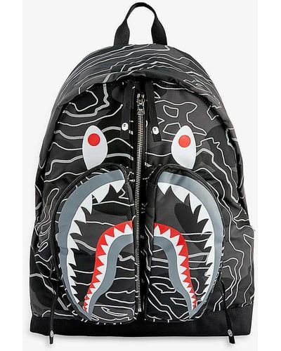 BAPE Grey Aurora Shark Backpack - Black