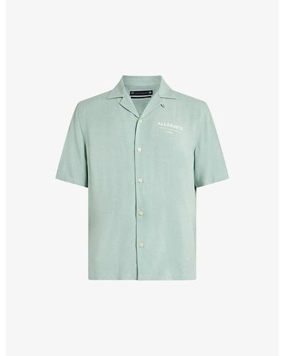 AllSaints Underground Short-sleeved Woven Bowling Shirt - Blue
