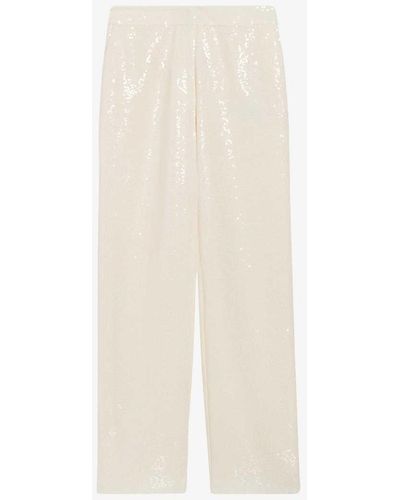 Claudie Pierlot Sequin-embellished Straight-leg Mid-rise Woven Trousers - White